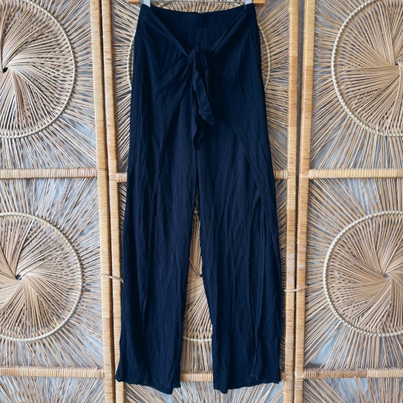 Black Kona Sol Beach Coverup Women's Wide-Leg Pants SZ M - Picture 1 of 4